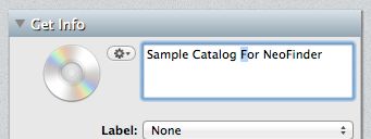Rename a catalog in the NeoFinder Inspector