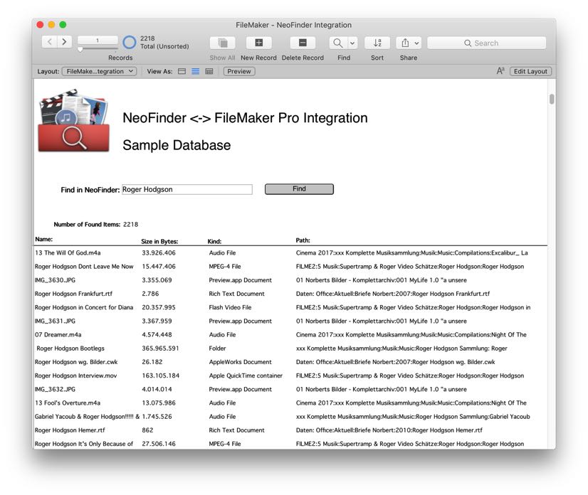 FMPRO Integration Database