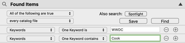 Find Editor setup to search for Keywords in NeoFinder